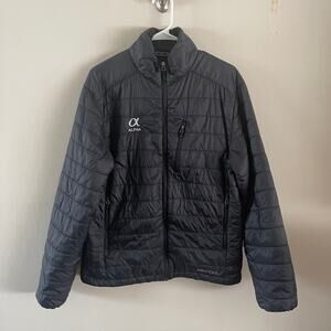 Marmot Calen Jacket Mens Medium Black Lightweight Puffer Alpha Industries Logo